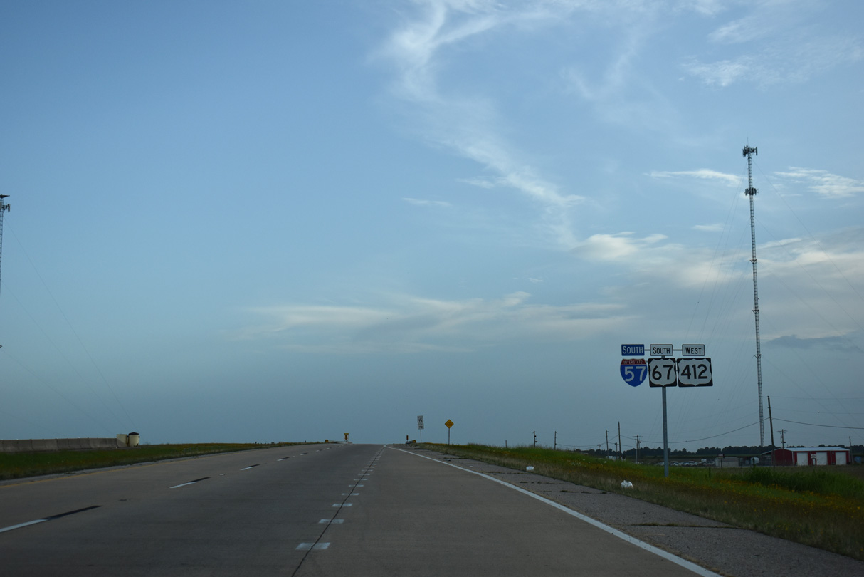 Interstate 57 south begins at Walnut Ridge, Arkansas