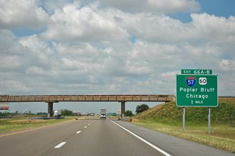 I-55 north at I-57/US 60 - Sikeston, MO