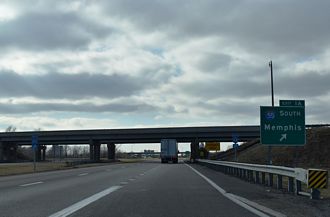 Exit 1 A loops onto I-55 south toward Memphis, TN from the south end of I-57