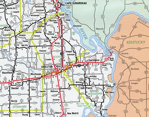 Southeastern Missouri – 1965 Missouri Official Highway Map