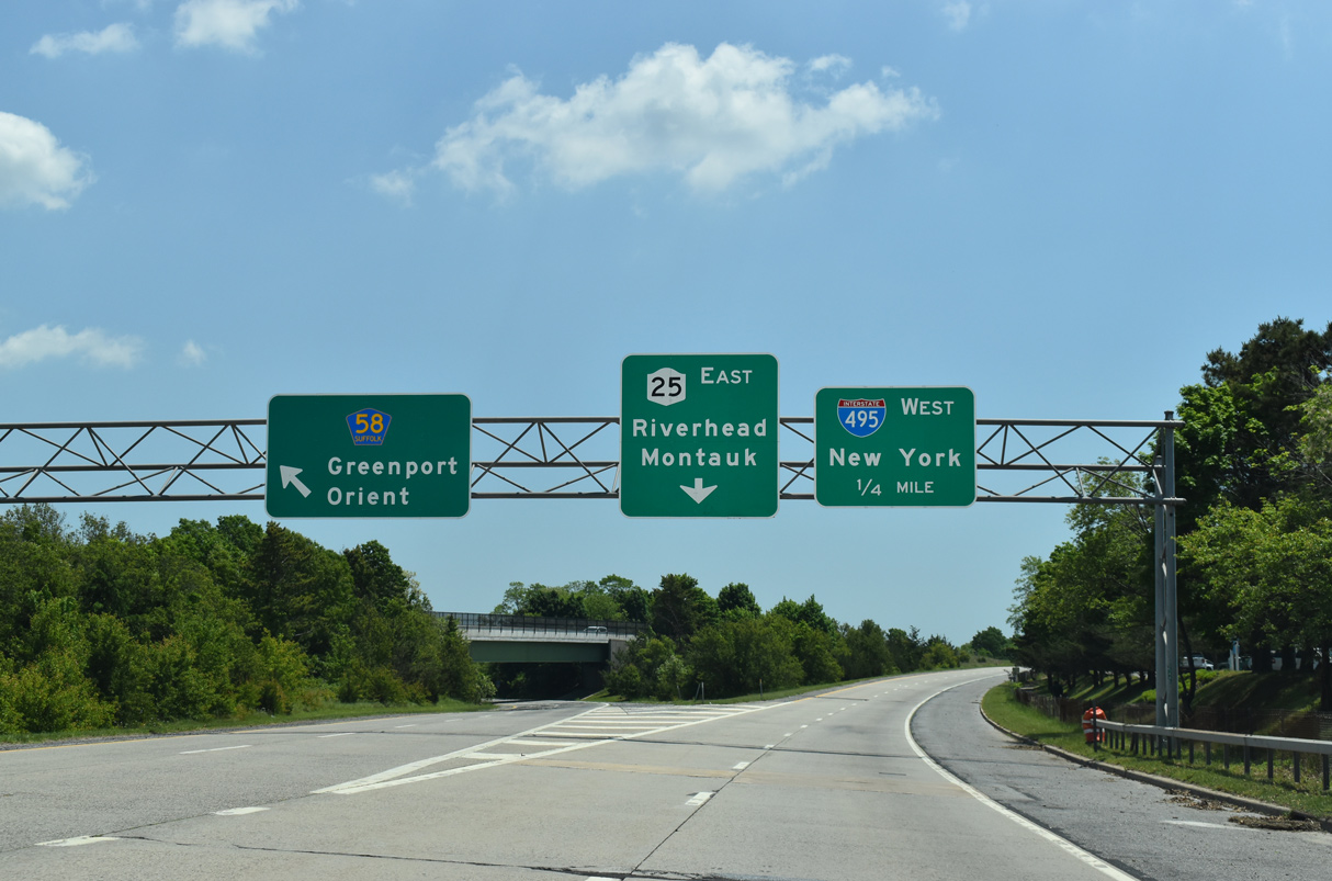 NY 25 east at I-495 - Calverton