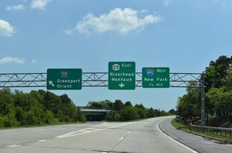 NY 25 east at I-495 - Calverton