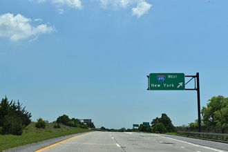 NY 25 east at I-495 - Calverton