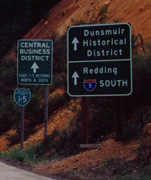 Former Business Loop I-5 sign in Dunsmuir, CA