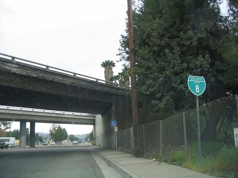 Westbound Business Loop I-8 at I-8 in El Cajon, California.
