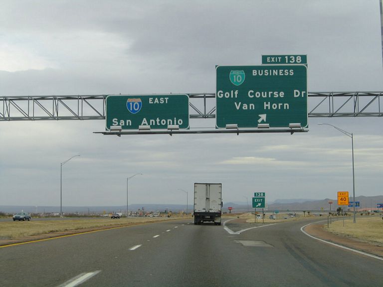 I-10 east at Business Loop I-10 in Van Horn, Texas.