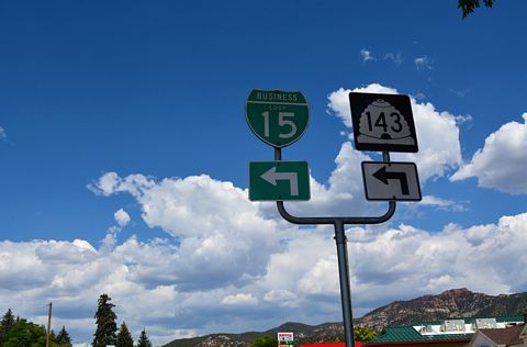 Business Loop I-15/SR 143 north at Main Street in Parowan, UT