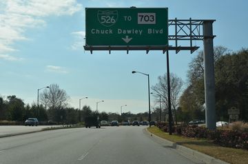 US 17 south ahead of Business Spur I-526 in Mt. Pleasant, SC.