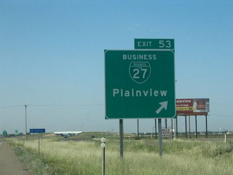 IH 27 south at Exit 53 for Business Loop I-27 to Plainview, TX