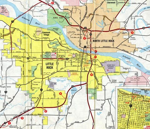 1972 map of Little Rock, AR showing former Business Loop I-30