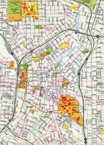 1981 map of Downtown San Antonio, Texas