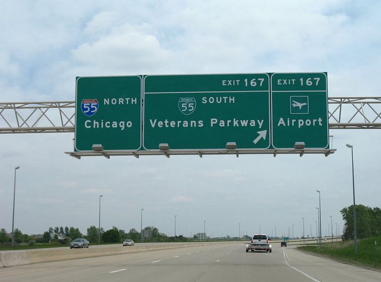 I-55 north at Business Loop I-55 from Bloomington-Normal, IL