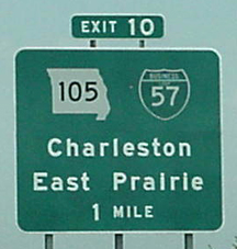 I-57 north at Business Loop I-57 - Charleston, MO