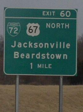 I-72/US 36 east at US 67 and Business Loop I-72 to Jacksonville, IL