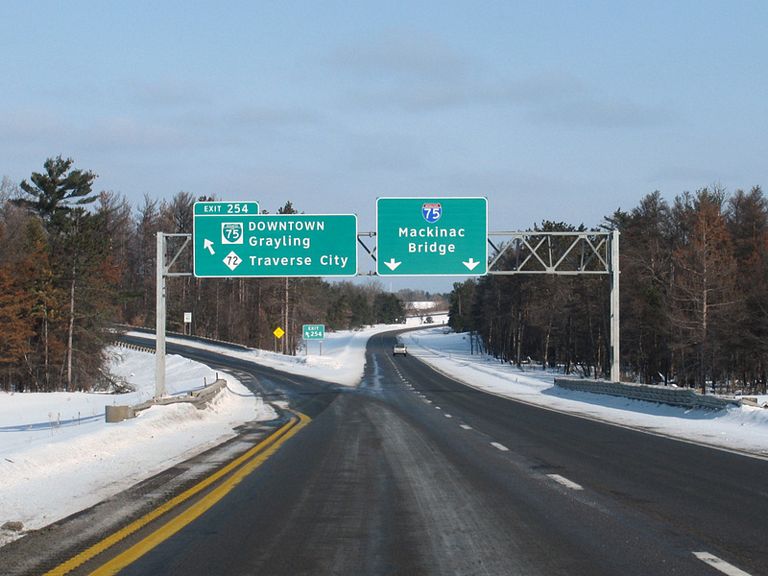 I-75 north at the business loop into Grayling, Michigan