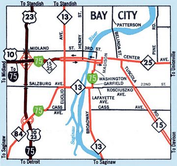 1967 map of Bay City, Michigan