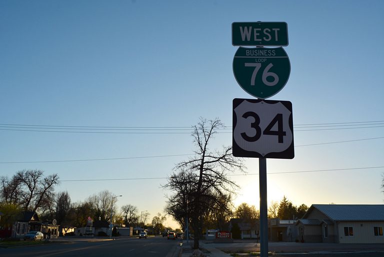 Business Loop I-76/US 34 west in Fort Morgan, Colorado