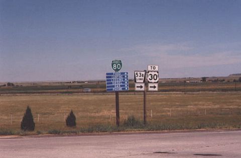 Business Loop I-80/L-53B north by Pine Bluffs, Wyoming