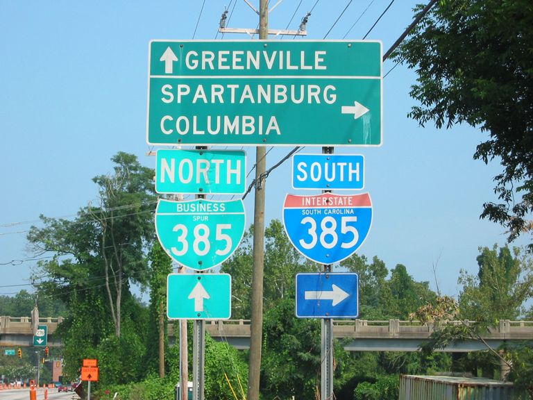 U.S. 276 West at Interstate 385 and Business Spur I-385 in Greenville, South Carolina
