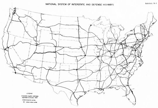 Interstate System additions approved in October 1957.