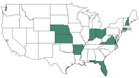 Map of states that formerly used Interstate Business Routes
