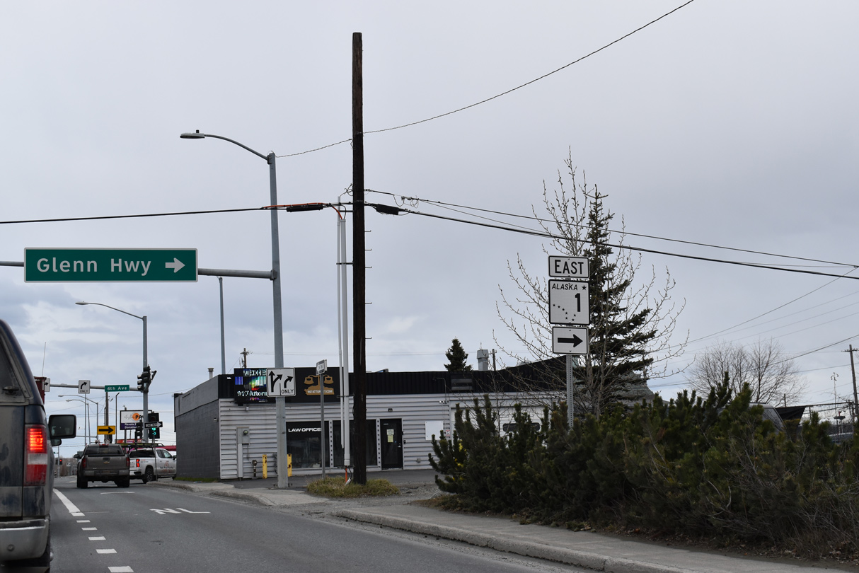 The north end of I-A3 and beginning of I-A1 in Anchorage, AK.