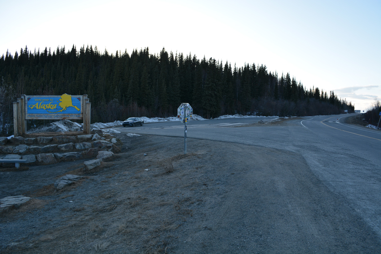 Alaska Highway north at the United States border.