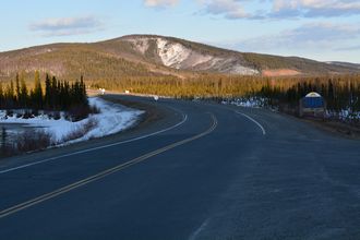 Alaska Highway south at the international border with Canada.