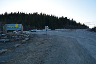 Alaska Highway north at the United States border.