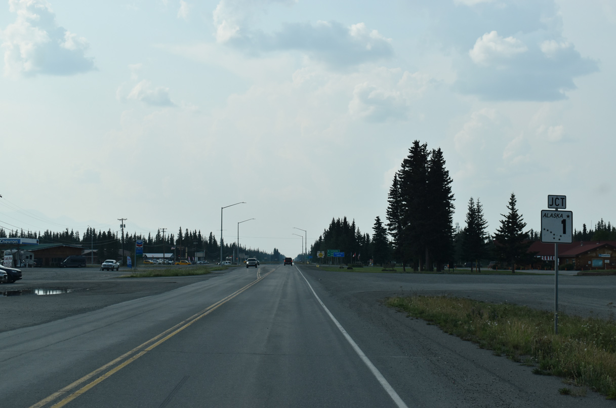 Alaska Highway north at Tok Cutoff Highway