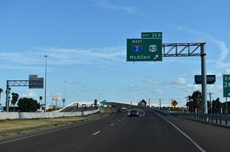 IH 69E south at Interstate 2 in Harlingen, Texas