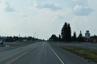 Alaska Highway north at Tok Cutoff Highway