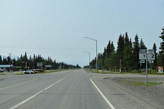 I-A1 begins south along Tok Cutoff Highway in Tok