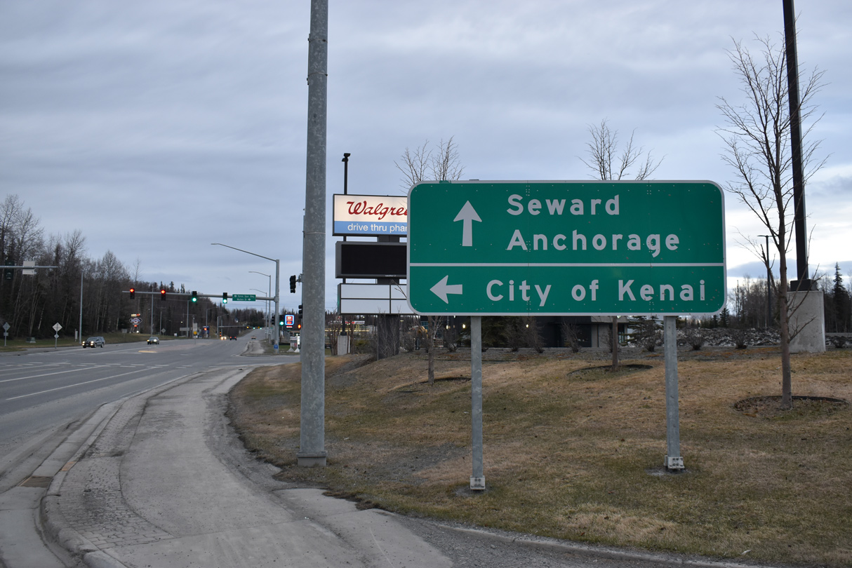 SR 1 (Sterling Hwy) north at the beginning of I-A1 in Soldotna, AK.