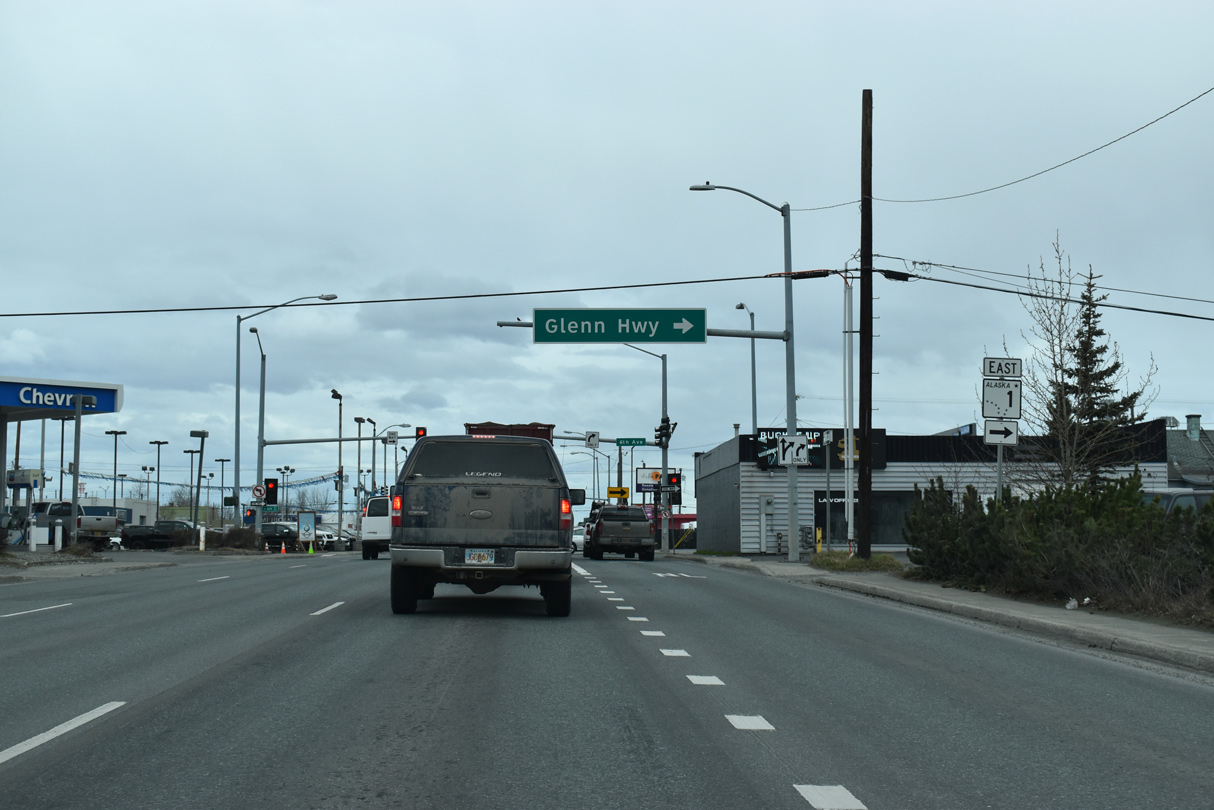 I-A3/SR 1 (Ingra St) north at I-A1 (6th Avenue) in Anchorage, AK.
