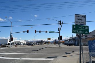 6th Avenue east at I-A3/SR 1 south and I-A1/SR 1 north in Anchorage, AK.