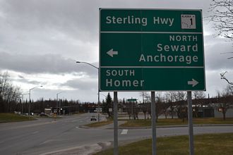 The south end of Interstate A3 in Soldotna, Alaska