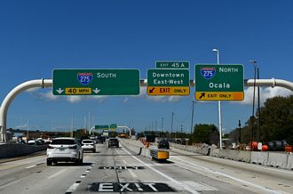 I-4 West at I-275 and Downtown Tampa, FL