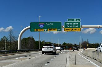 I-4 west at I-275 South and Exit 45 A to Downtown Tampa
