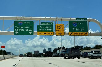 I-275 South at Interstate 4 and the Downtown Interchange in Tampa, FL