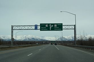 Interstate A1 north at I-A4 at Gateway in Palmer, Alaska