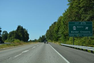 I-5 north at SR 543 to B.C. Highway 15 in Blaine, Washington