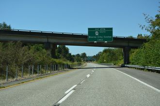 One mile ahead of SR 548 on I-5 north in Blaine, Washington