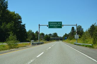 One mile from the Canadian port of entry on I-5 north at Blaine, WA