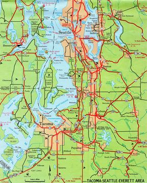 Seattle and Tacoma - 1962 Washington Official Highway Map