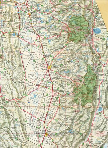 SR 99 through the Central Valley – 1966 California Official Highway Map