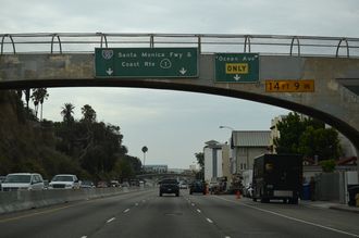 SR 1 south at Santa Monica State Beach, CA