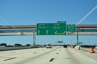 I-95 north at the Fuller Warren Bridge in Jacksonville, Florida.
