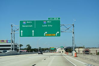 I-95 north at the Big I interchange with I-10 west in Jacksonville, Florida.