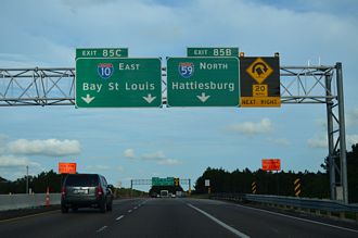 I-12 east at I-10/59 - Slidell, LA
